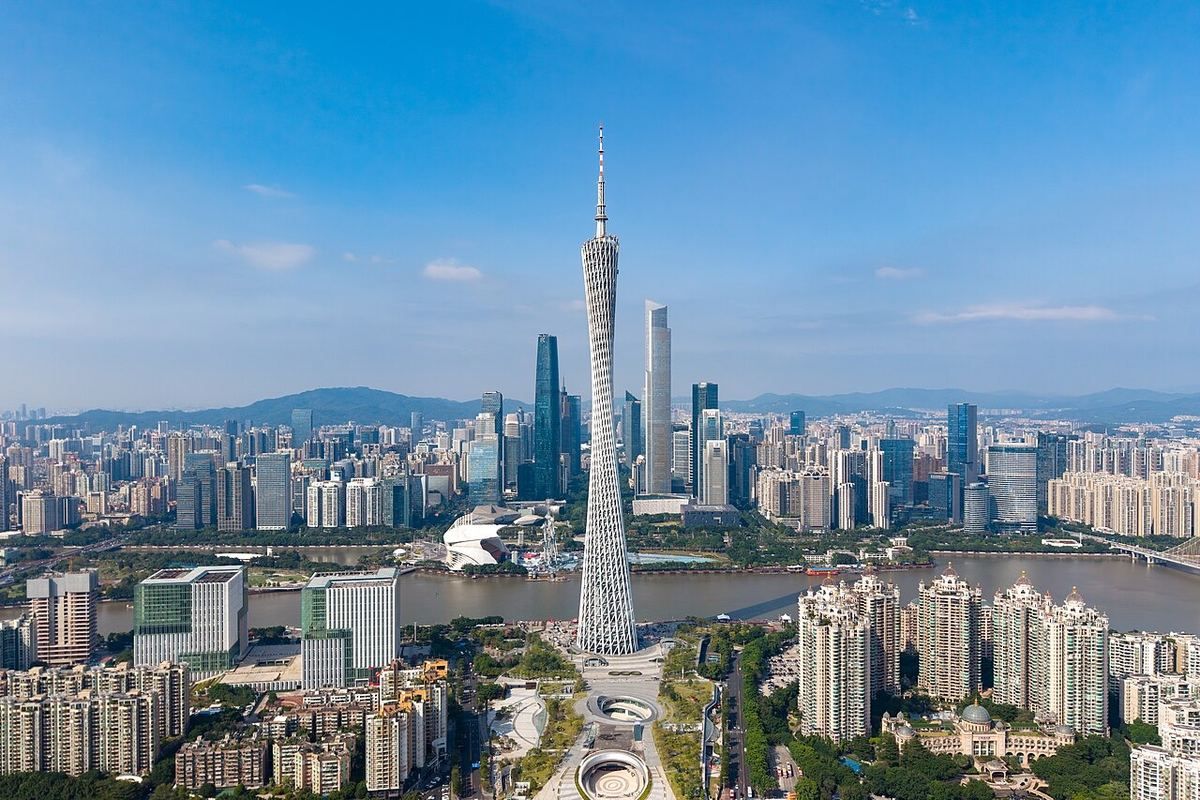Canton Tower and the Guangzhou skyline across the Pearl River