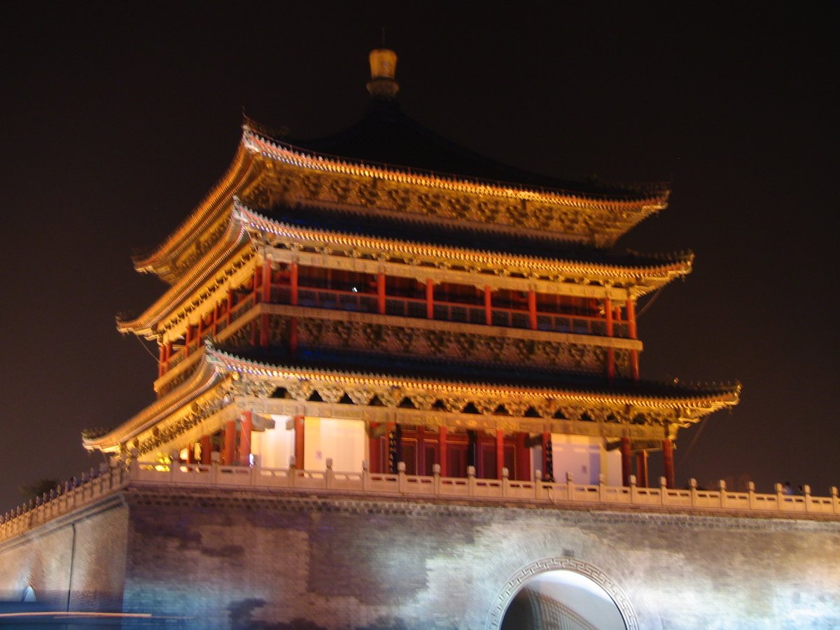 Der Glockenturm von Xi'an bei Nacht