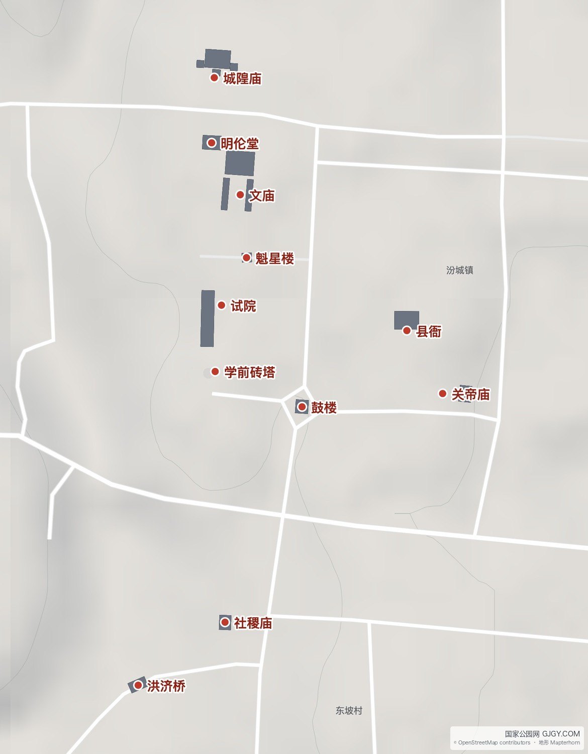 汾城古建筑分布图