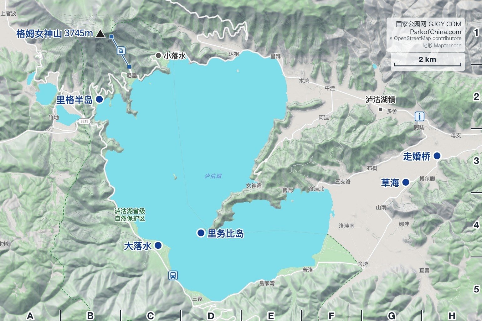 泸沽湖地图