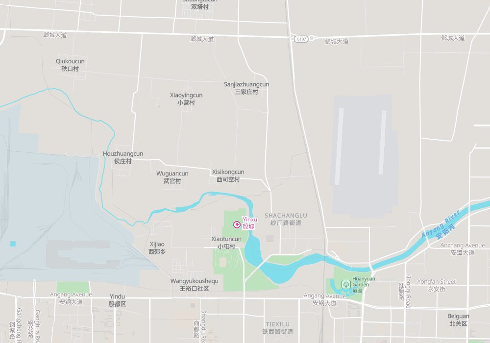 Yinxu lies on both banks of the Huan River, with Anyang city to the southeast