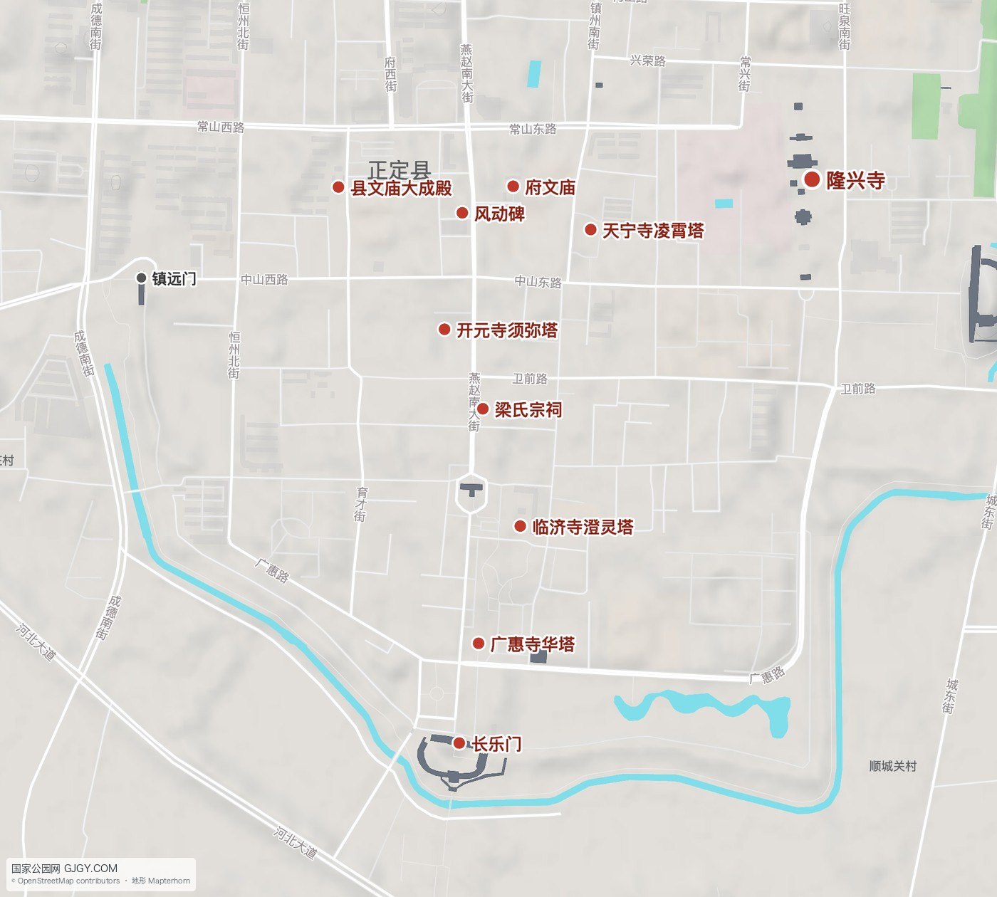 正定古迹分布图