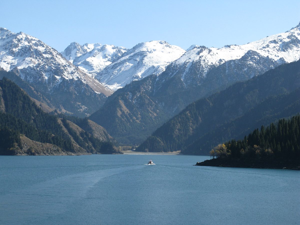 Heaven Lake of Tianshan and the snow peaks to the south