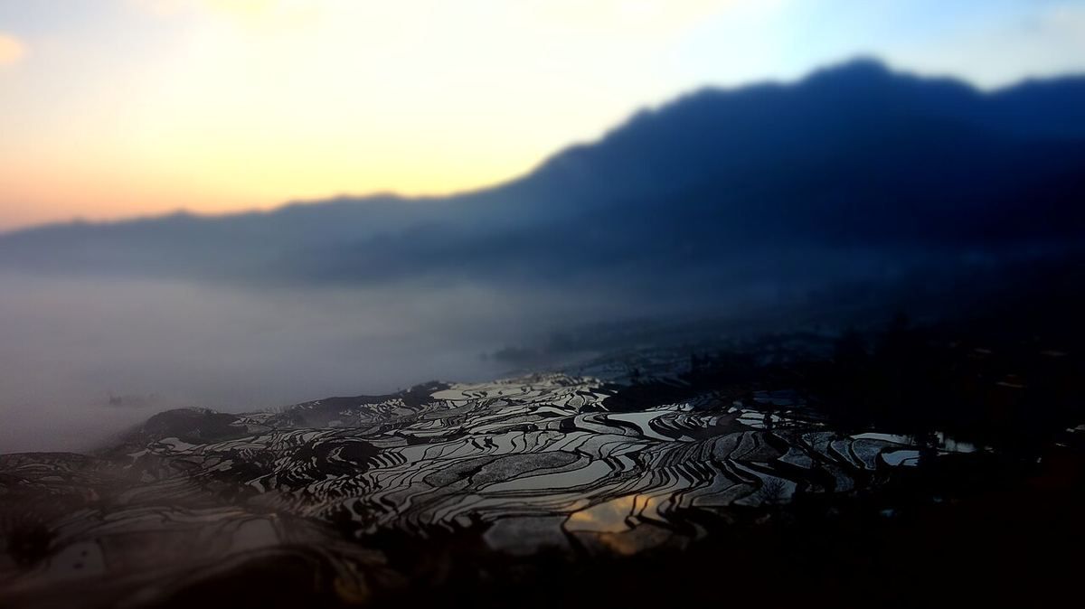 Hani rice terraces at sunrise, Yuanyang, Yunnan