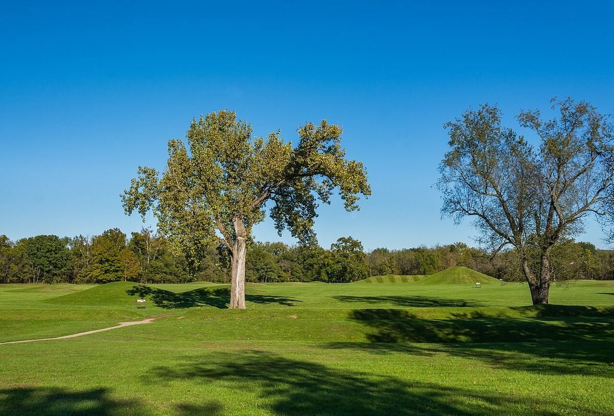 Earthen mounds at Hopewell Culture National Historical Park, Ohio, USA