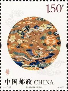 明·缂丝凤穿牡丹团花